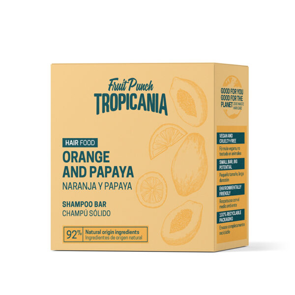 Envase reciclable de Champú Sólido Naranja y Papaya Tropicania
