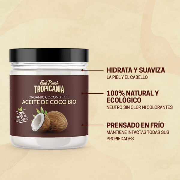 Beneficios del aceite de coco ecológico 100% natural Tropicania